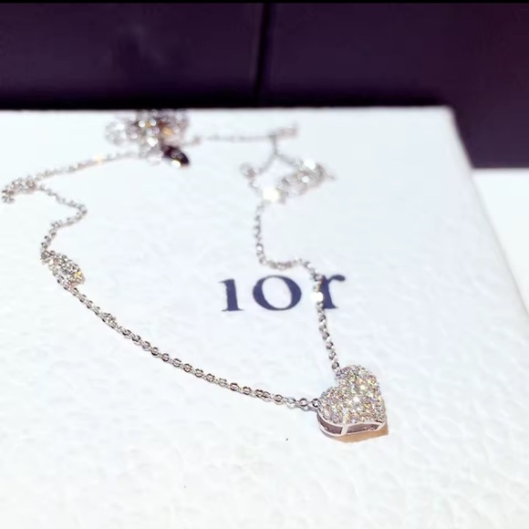 Jewelry - Icy Heart Silver Plated CZ Diamond Pave Pendant Necklace